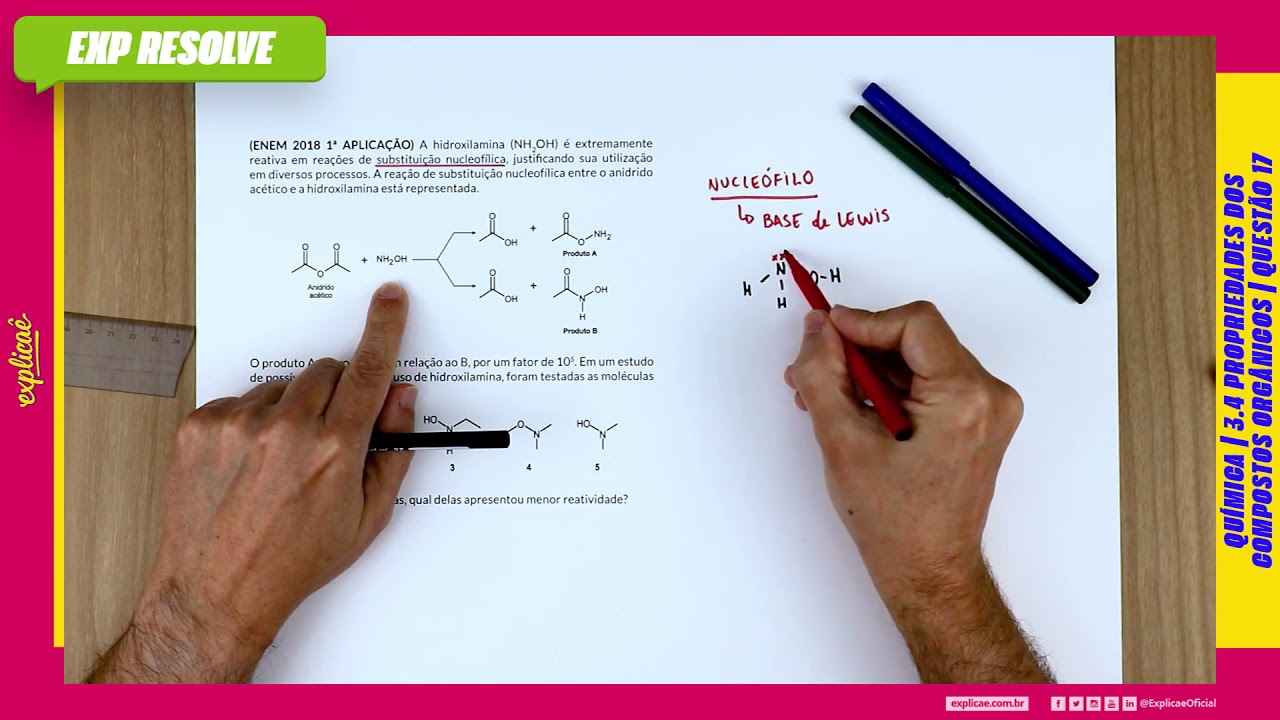 A HIDROXILAMINA (NH2OH) É EXTREMAMENTE REATIVA EM REAÇÕES(...)| PROPRIEDADES DOS COMPOSTOS ORGÂNICOS