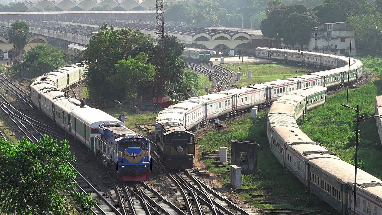 Two Train side by side- Silk City Express Train leaving Dhaka || Bangladesh Railway