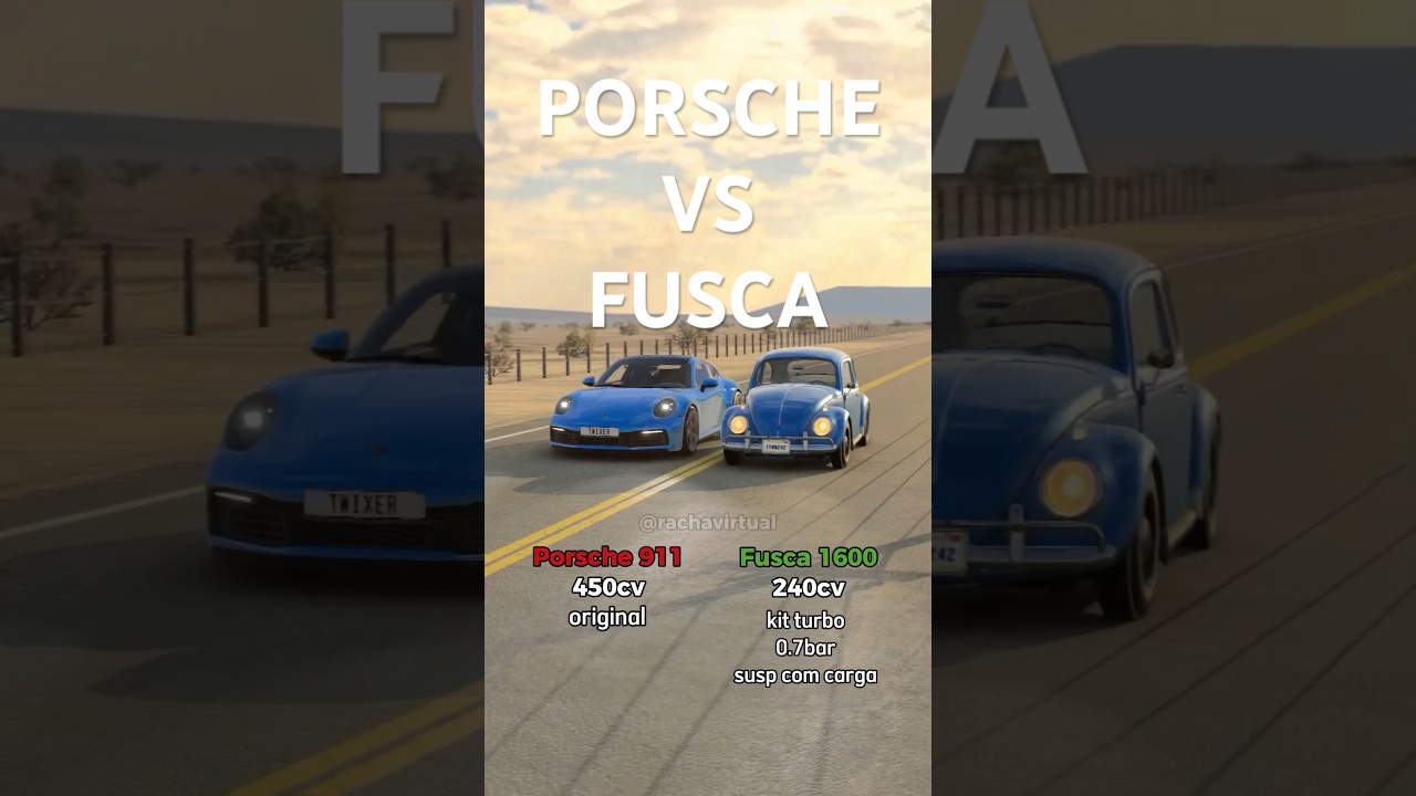 Tunando um fusca at&eacute; ele vencer uma Porsche 911 🔥 #beamng #simulador #fusca #porsche #racha