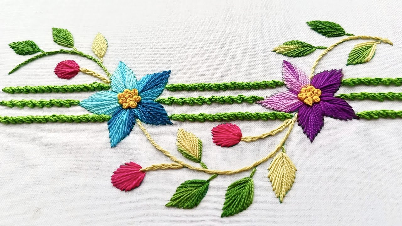 HAND EMBROIDERY !!! Latest Border Design Embroidery for Dresses,Borderline Easy Embroidery Tricks