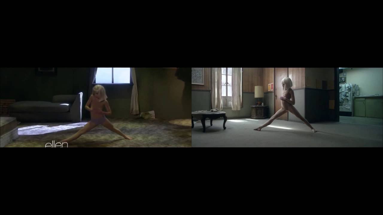 Sia - Chandelier Official Video Vs. Live Performance Ellen Show