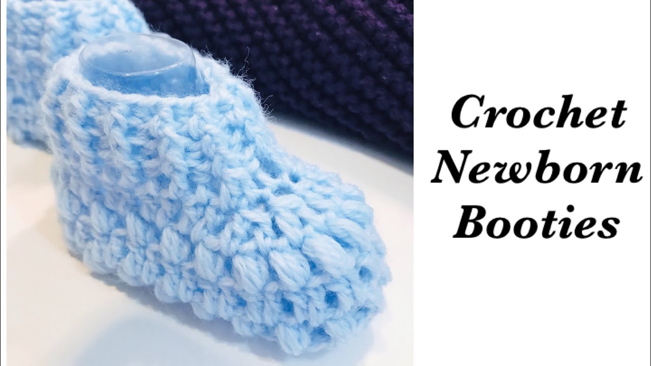 How to crochet newborn baby booties | shoes | socks - boy | girl bean stitch - Crochet for Baby #174