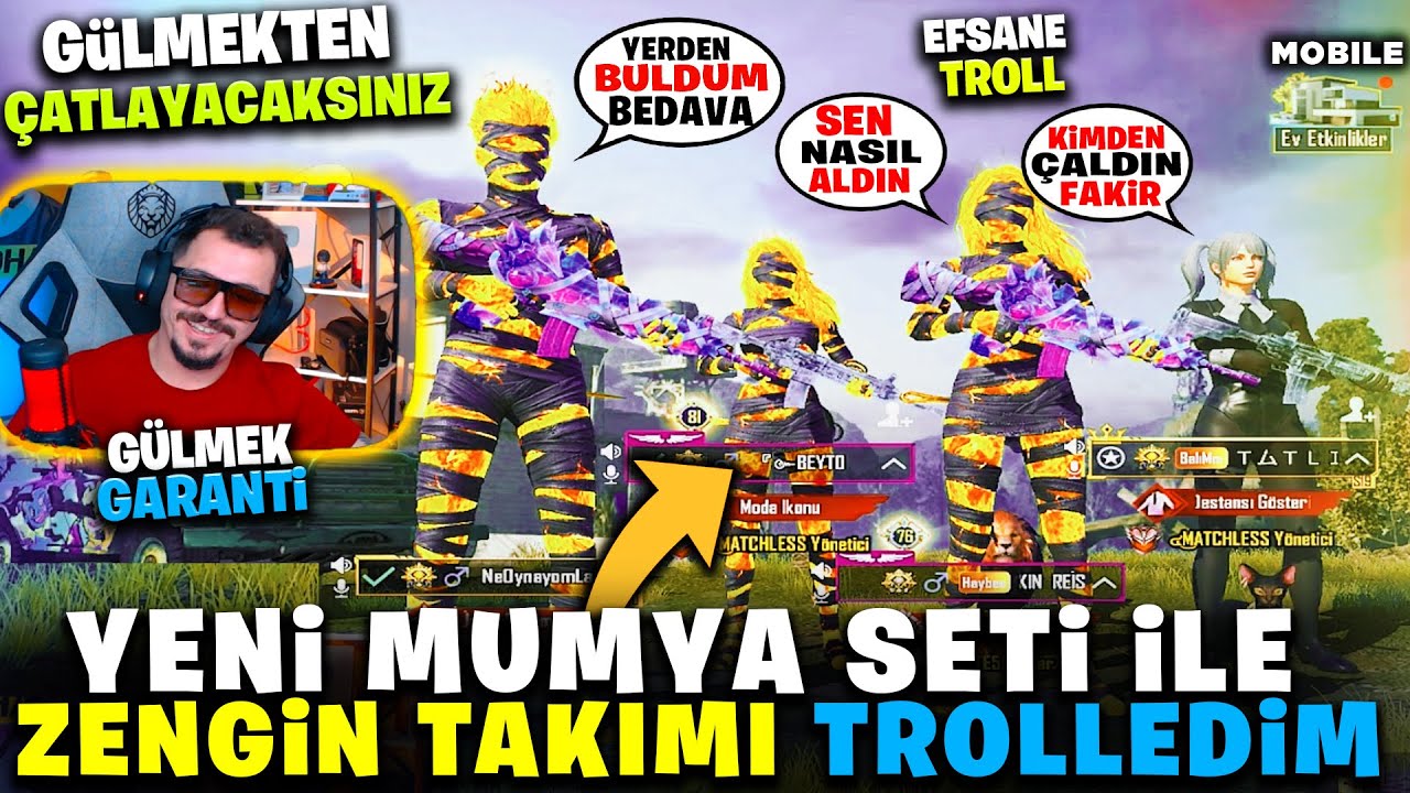 YENİ ALEVLİ MUMYA SETİ İLE ZENGİN TAKIMI TROLLEDİM - PUBG MOBİLE