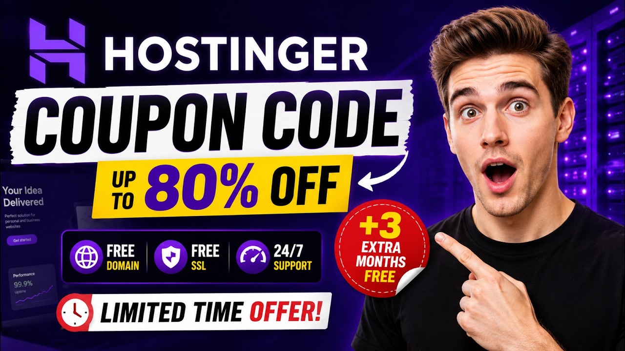 Hostinger Coupon Code 2026 🔥 80% OFF + FREE Domain + Extra Months (LIMITED TIME DEAL!)