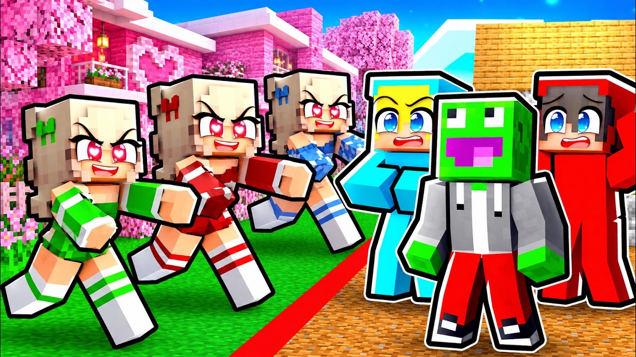 DZIEWCZYNY PODZIELIŁY WIOSKĘ NA P&Oacute;Ł w Minecraft...