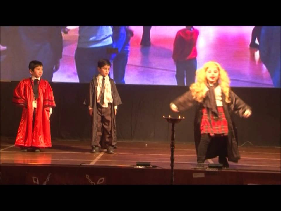 GIIS Noida students enacting Harry, Hermione, and Ronn at the Pre- Primary Annual Day
