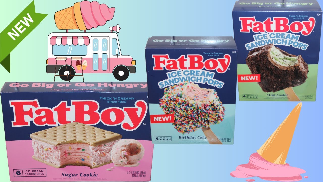FatBoy Ice Cream: Sugar Cookie Ice Cream Sandwiches, Birthday Cake & Mint Cookie Sandwich Pops