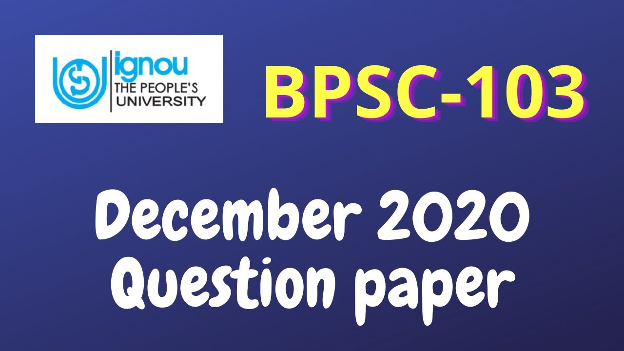 IGNOU BPSC 103 December 2020 Question Paper Hindi medium