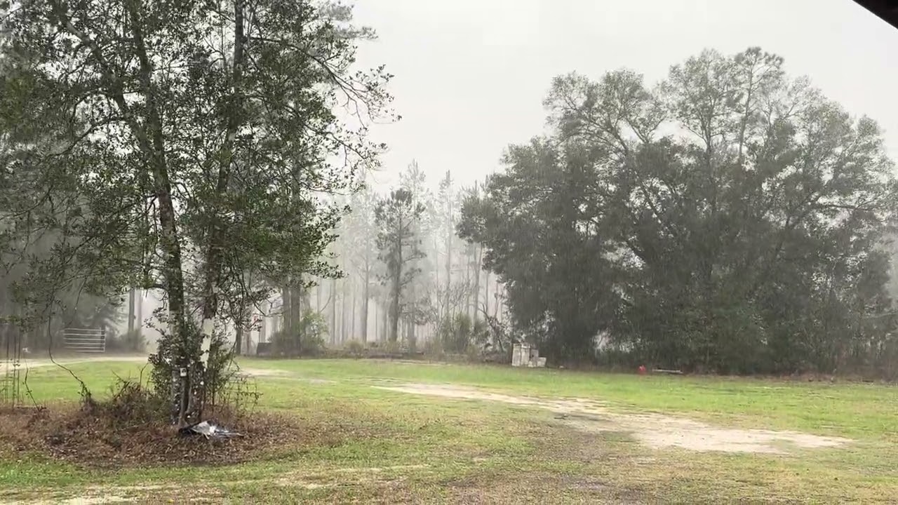 Bad storm hits, raining sideways at the barn! Very loud rain on the metal roof!