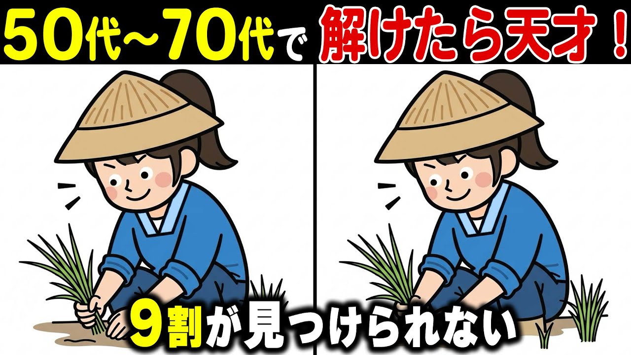 【脳が10歳若返る】60代70代は必ず間違える！驚きのシニア脳トレ間違い探しクイズ｜認知症予防・記憶力アップ