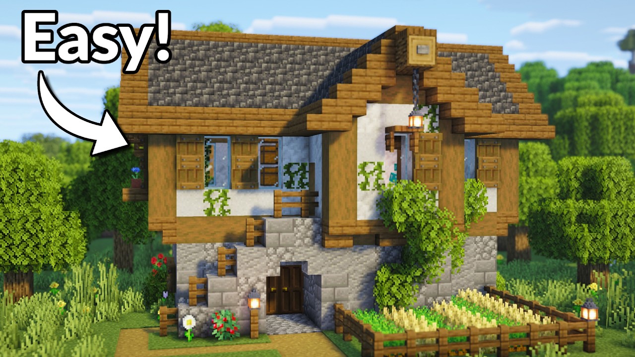 Minecraft: EASY Medieval Survival House (Tutorial)