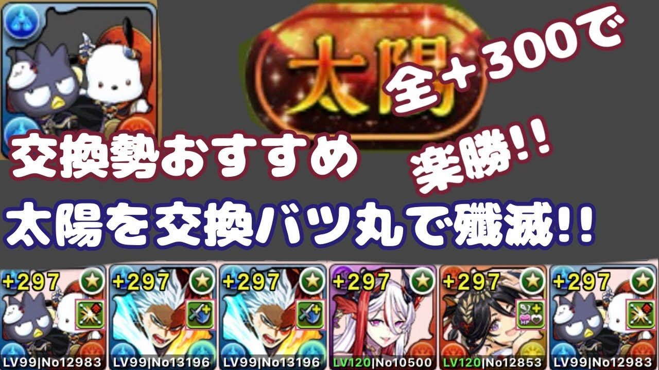 【太陽チャレンジ】【バツ丸】毎ターン2500億出るよ【パズドラ】