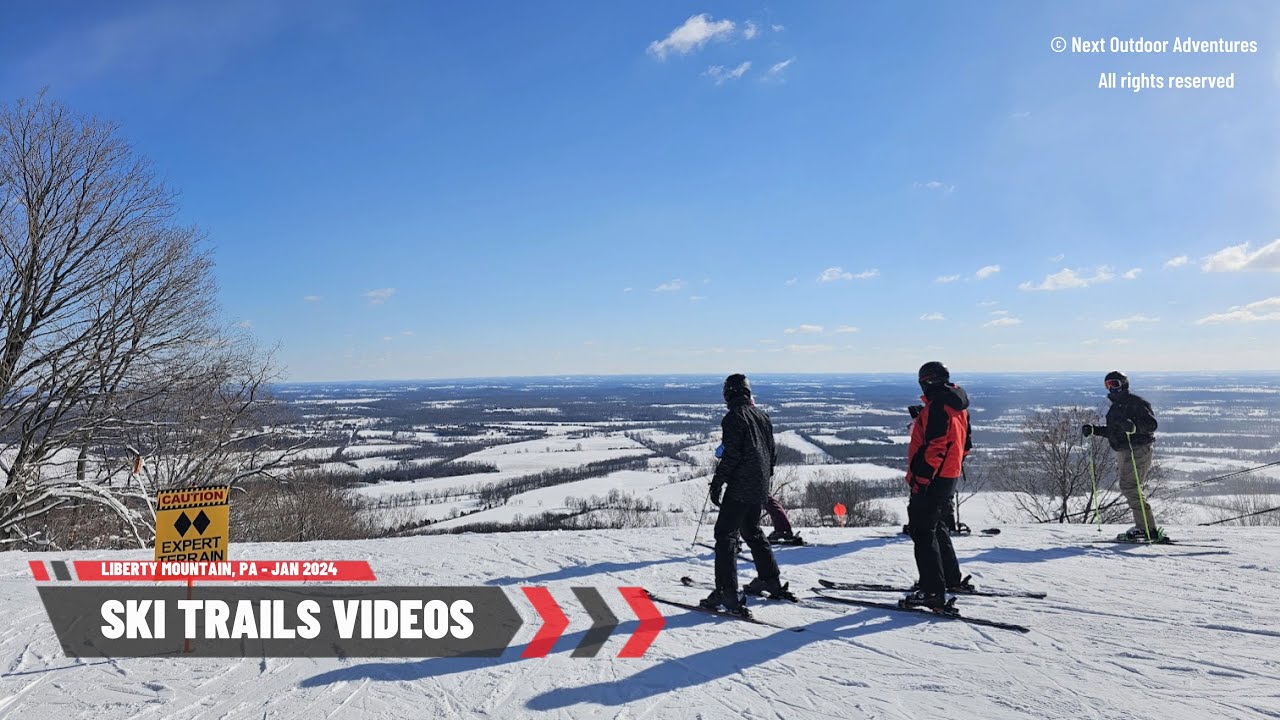 Liberty Mountain Ski Trail Videos 4K- #1 ski resort for beginners and intermediate skiers near D.C.