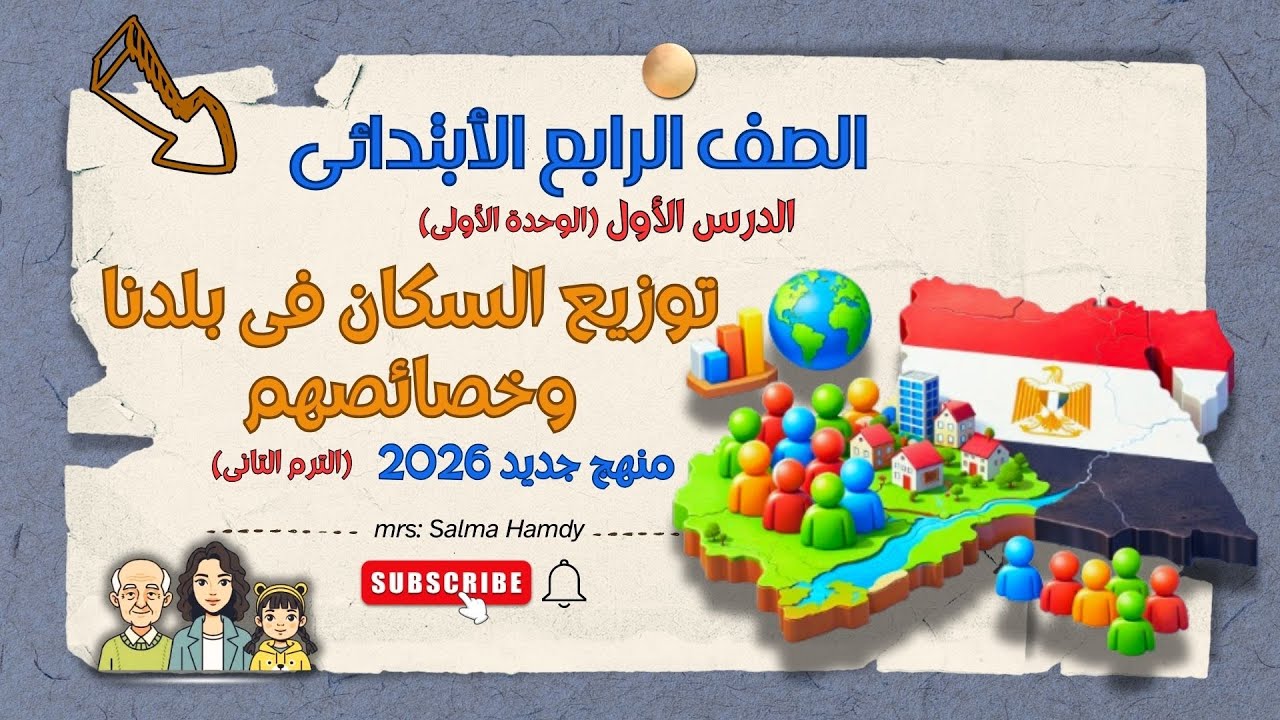 توزيع السكان فى بلدنا وخصائصهم | الدرس الاول |الترم التانى دراسات 2026 – الصف الرابع الابتدائي