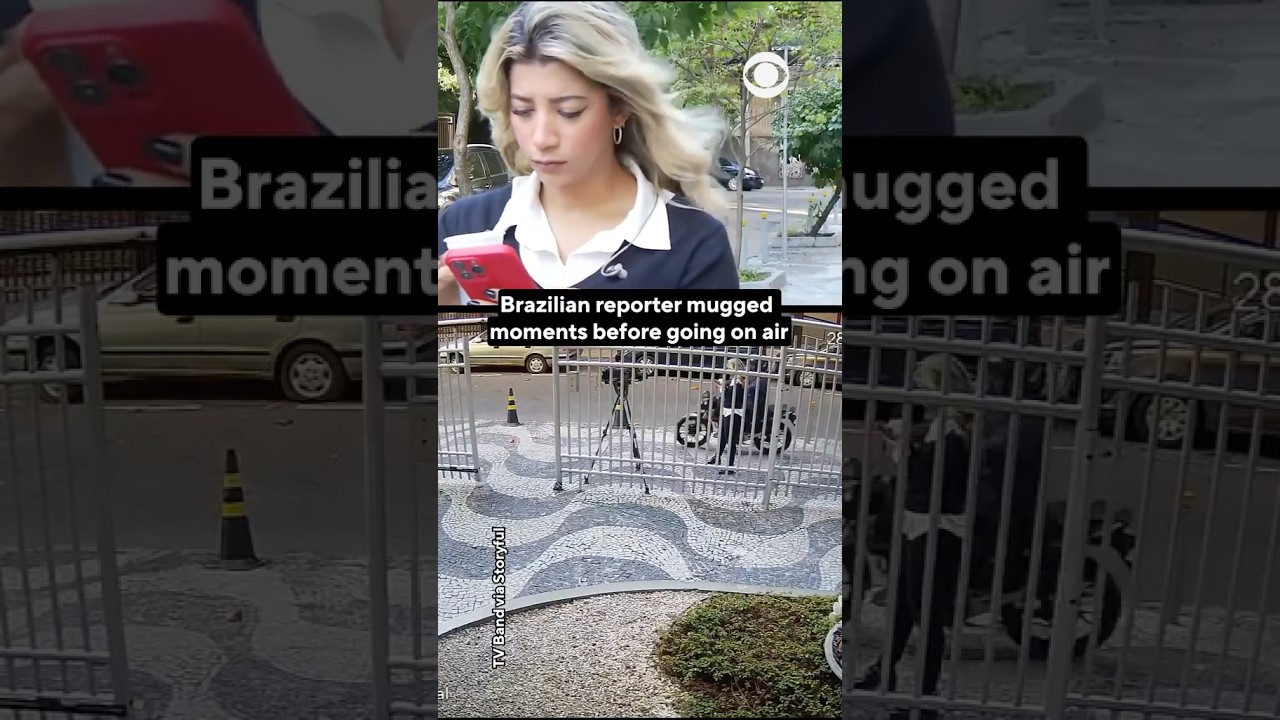 TV reporter mugged just before going on air in Brazil #shorts