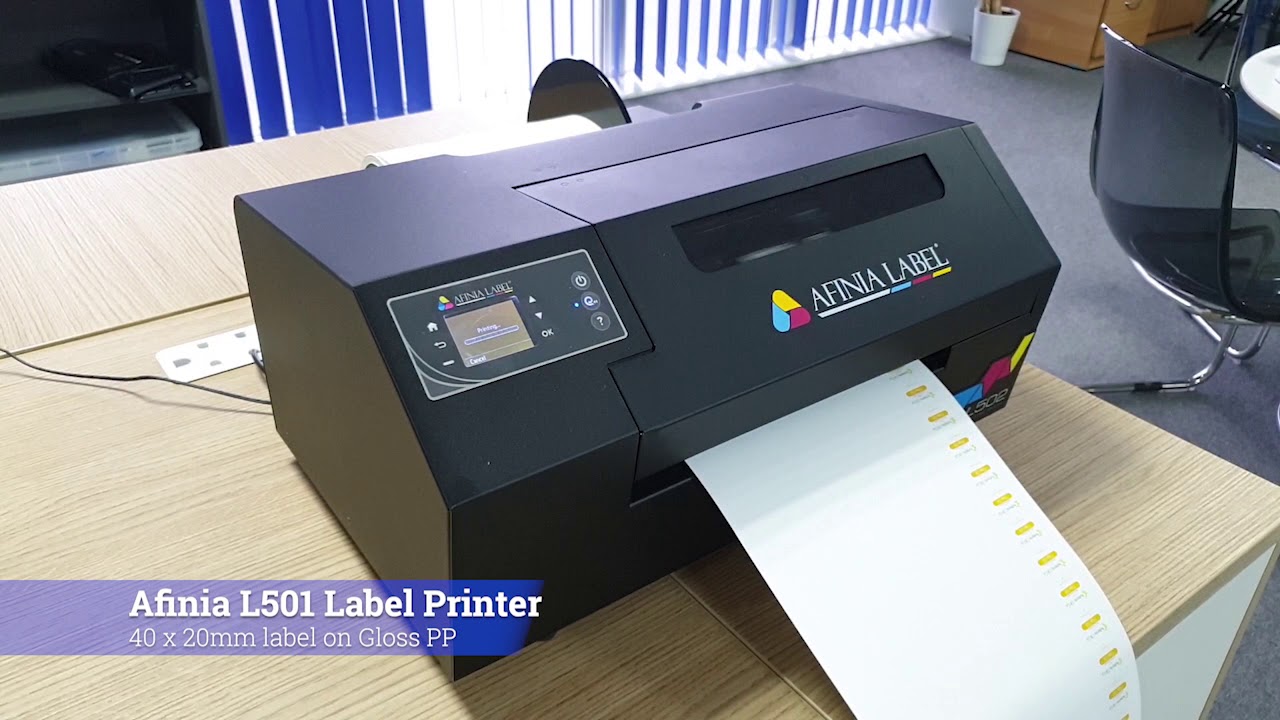 Afinia L502 printing 40 x 20mm label on continuous material - High res speed test