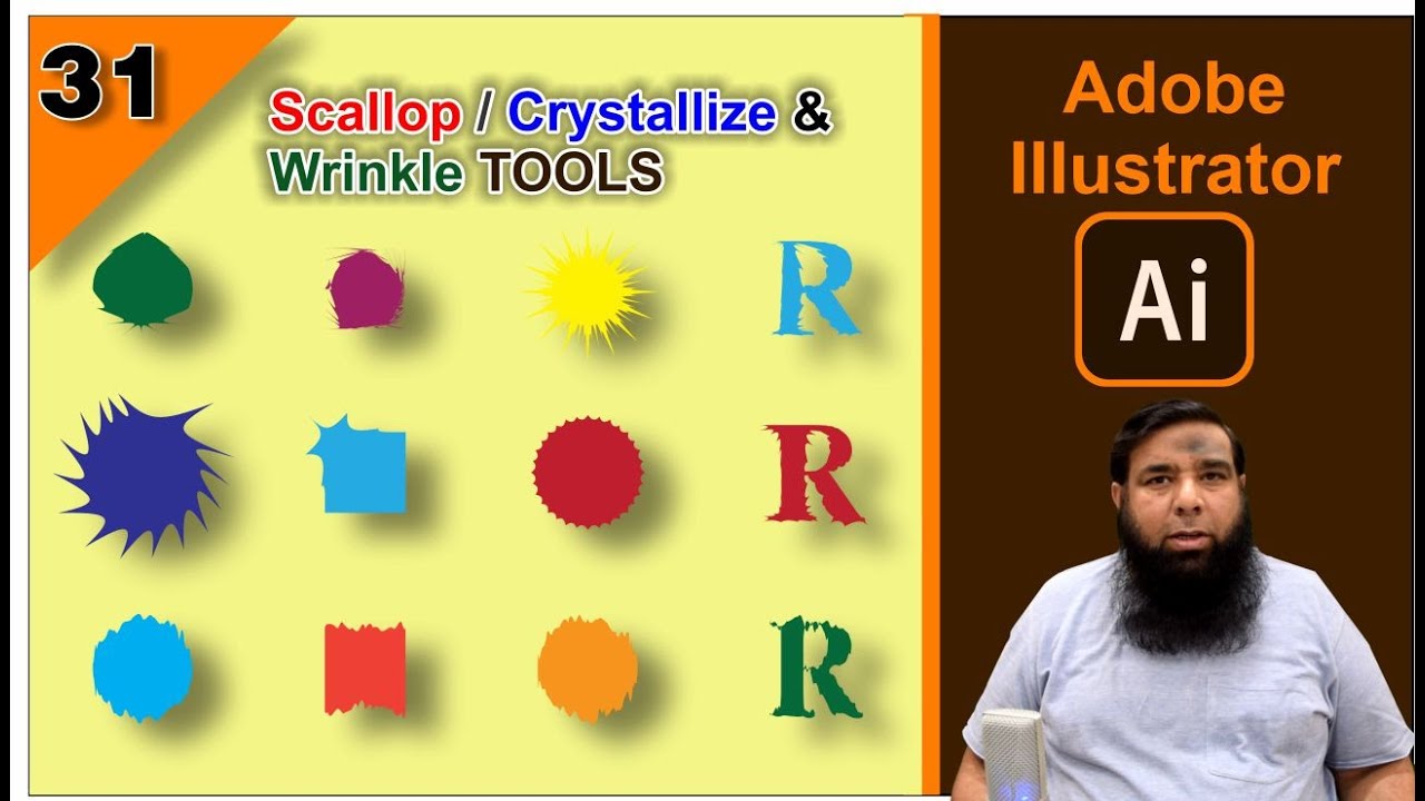 Adobe Illustrator Training - Class - 31 - Scallop Tool | Crystallize Tool |  Wrinkle Tool.