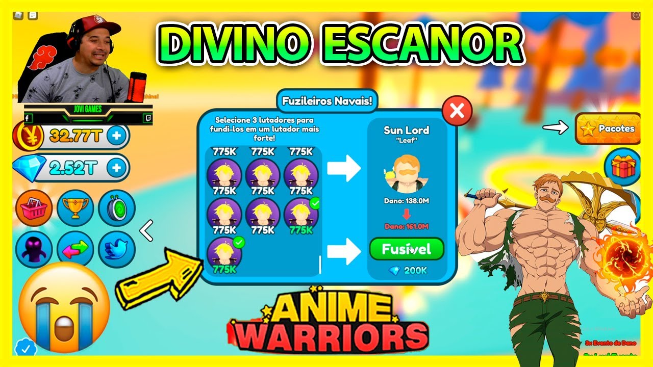 FIZ CHORANDO O DIVINO ESCANOR LVL MAX. 300 COMPLETO NO ANIME WARRIORS