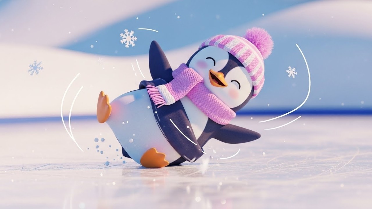 Пять маленьких пингвинов скользят вместе 🐧❄️⛸️ | Мультфильм для детей и весёлые приключения
