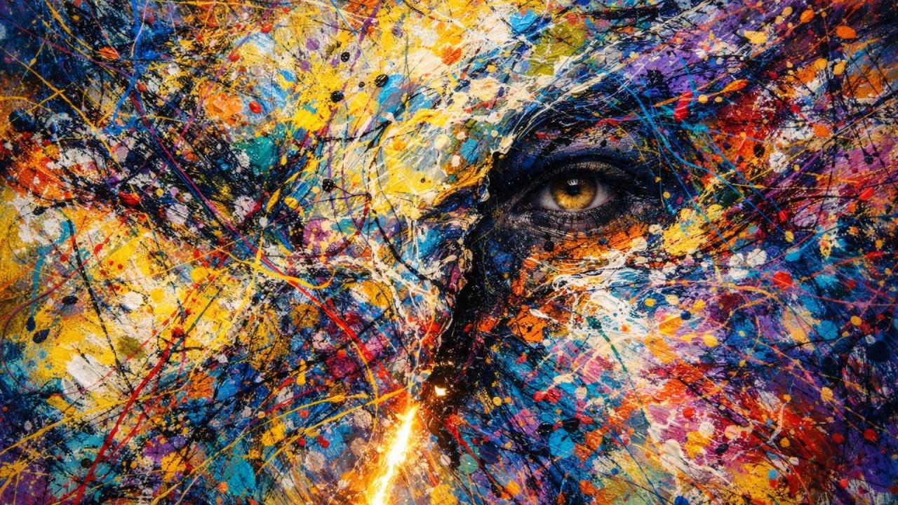 Color Chaos Portrait – Contemporary Abstract Face Art | Modern Expressionism 4K Frame TV