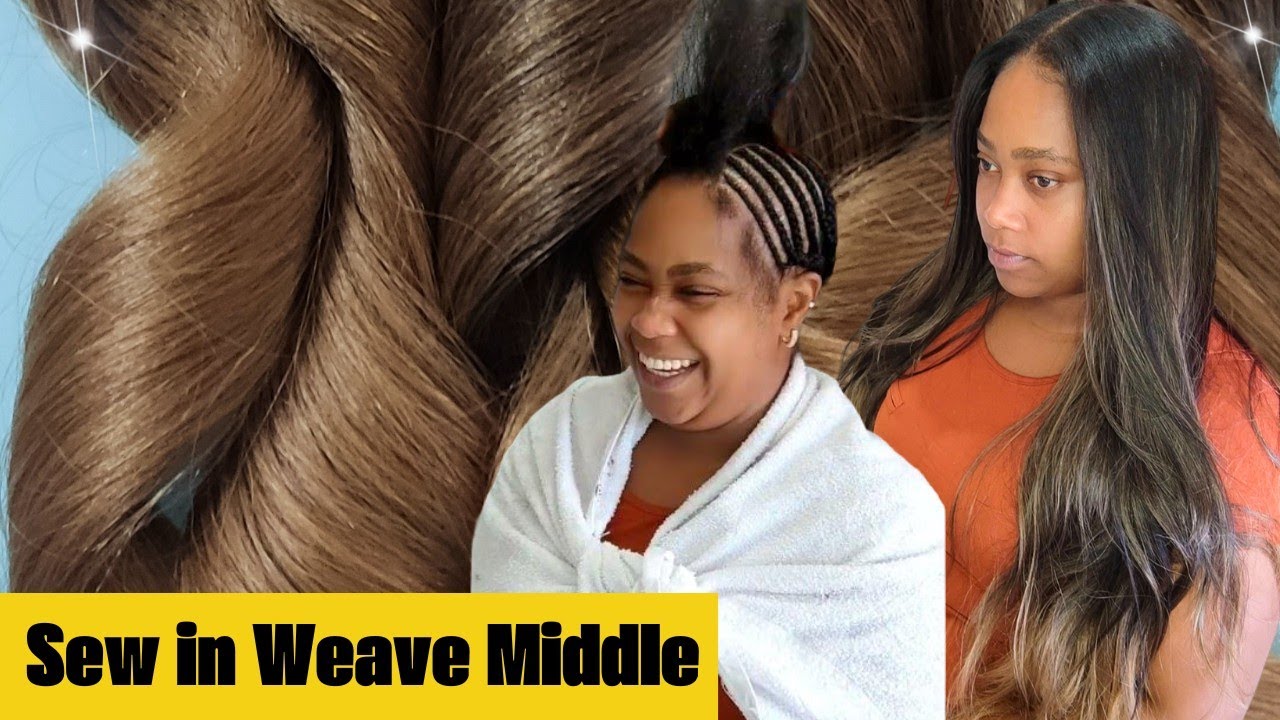 Entrelace de Cabelo Liso. Sew In Weave Middle baby Hair