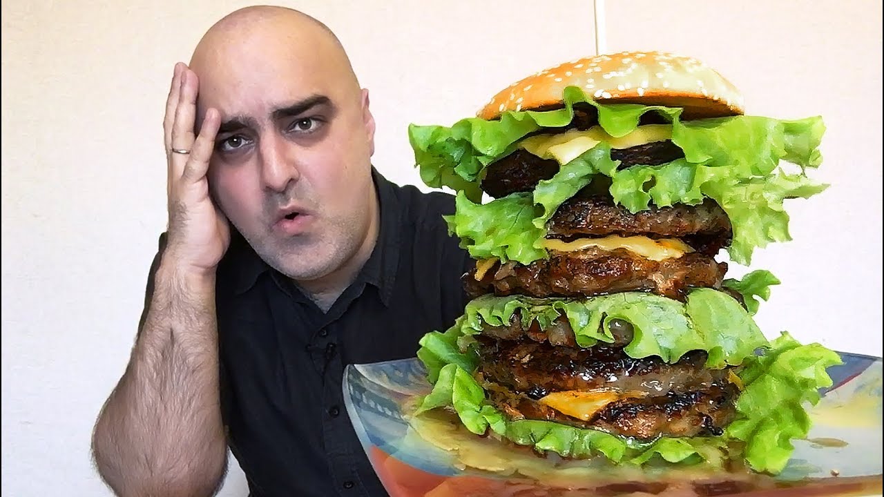 ОТВЕТ НА ВЫЗОВ!!! БУРГЕР В 1КГ (почти)!!! Нонсенс! Готовлю сам!