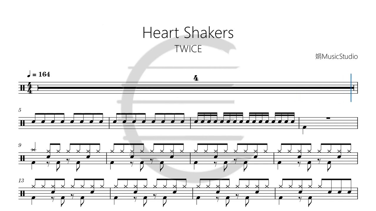 TWICE Heart Shaker鼓谱ドラム楽譜sheetdrum score