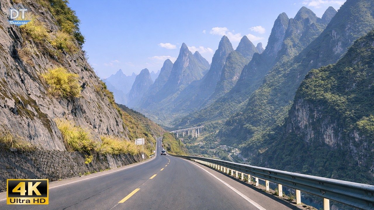 Shuihuang Highway 4K HDR - Epic Cliffside Drive Across Massive Plateau Karst Peaks - Guizhou, China