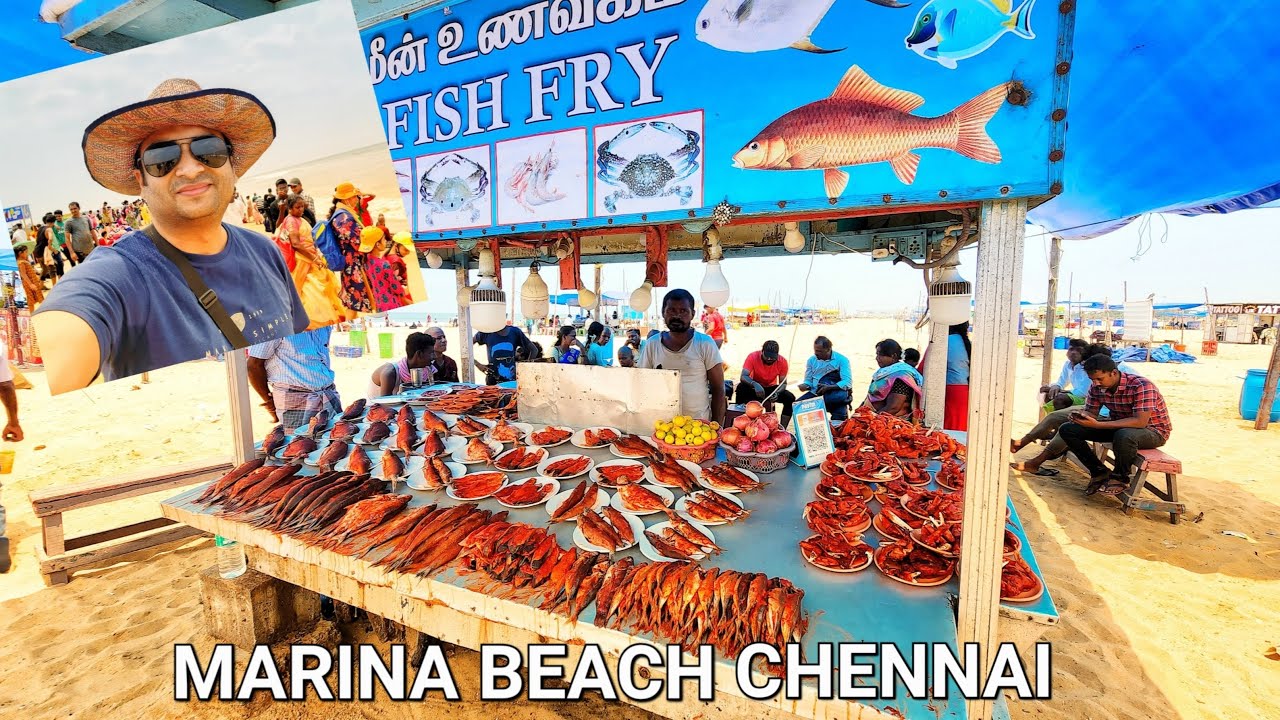 Marina Beach Chennai | Cheapest seafood prawn in rs 60 only crab in rs 80 |@duniyadekhowithsunny