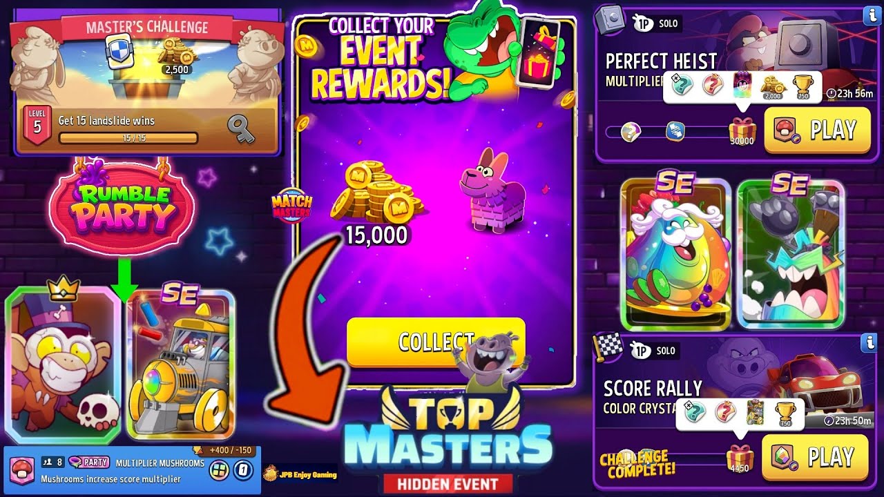 Collect Rewards Coins+Pinata/(PARTY+2 SOLO) Multiplier Mushrooms🍄+Rainbow🌈/Color Crystals+Rainbow 🌈