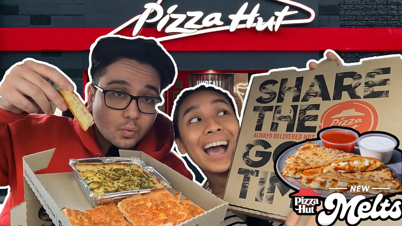 Pizza Hut's *NEW* Pizza Melts and Big Cheese Dunks w/ Bread sticks! | Pizza Hut Drive-Thru Mukbang