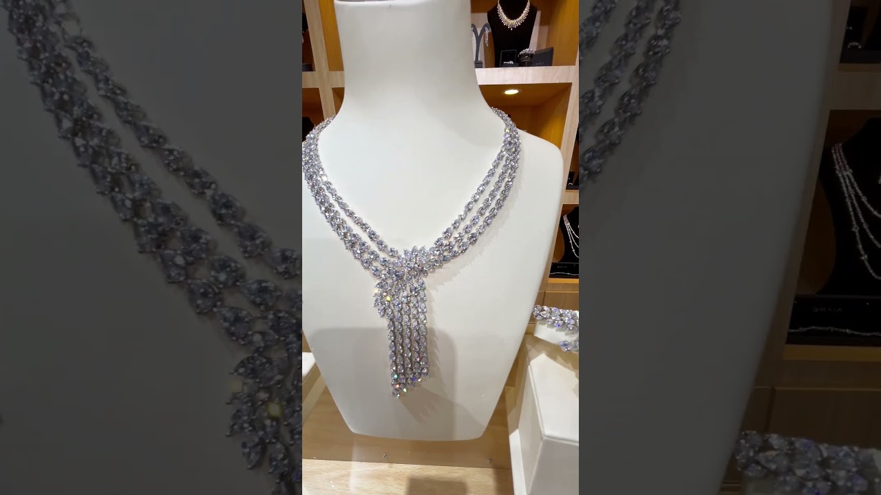 Omnia Rahaf White Bridal Full Set Accessories in High Quality Zircon Stone Rhodium Plated