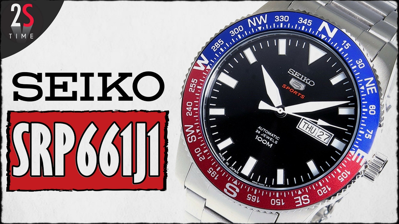 SEIKO 5 Sports SRP661J1 Automatic Mens Watch Pepsi Bezel 100m