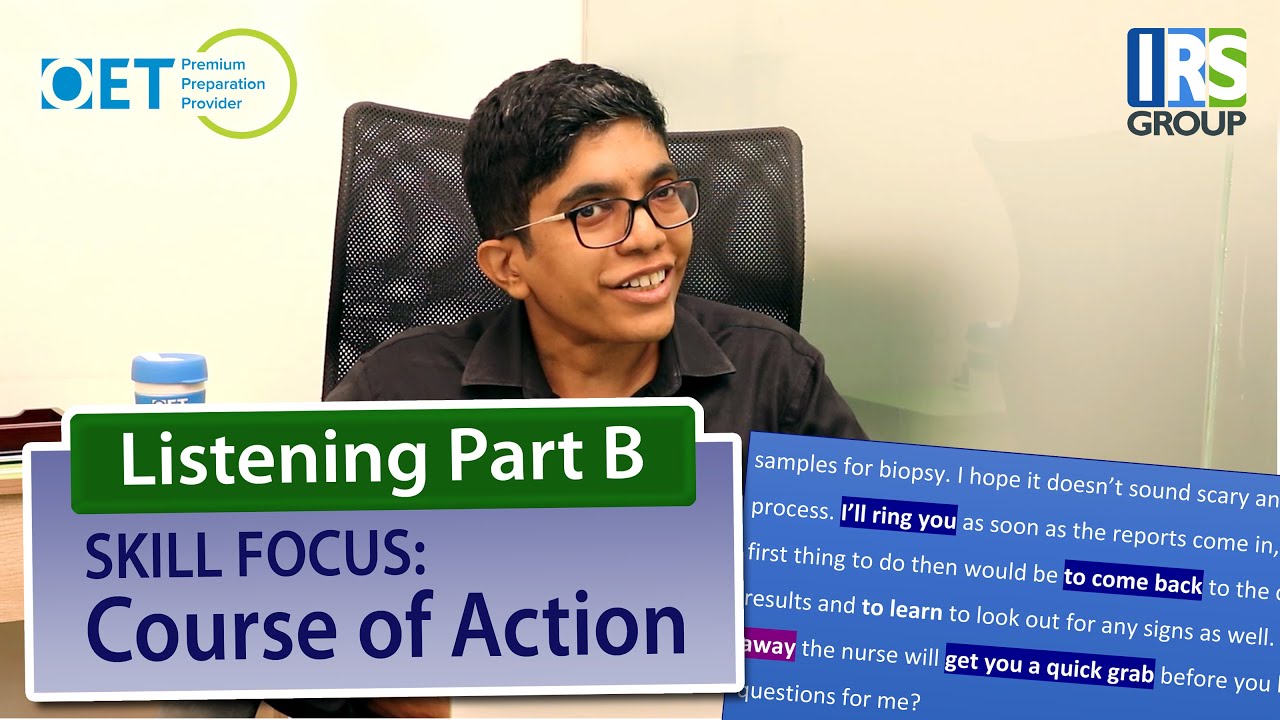 Learn to identify a course of action in OET Listening Part B