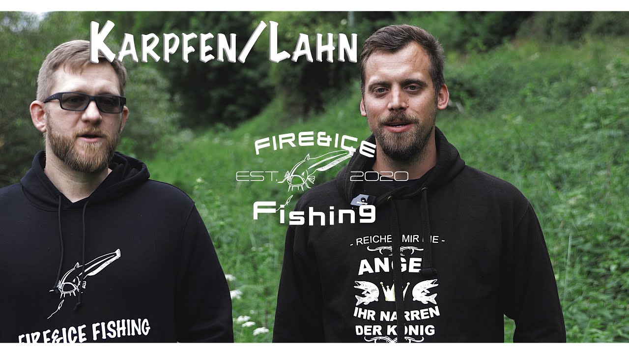 Karpfen angeln am kleinen Fluss, an der Lahn