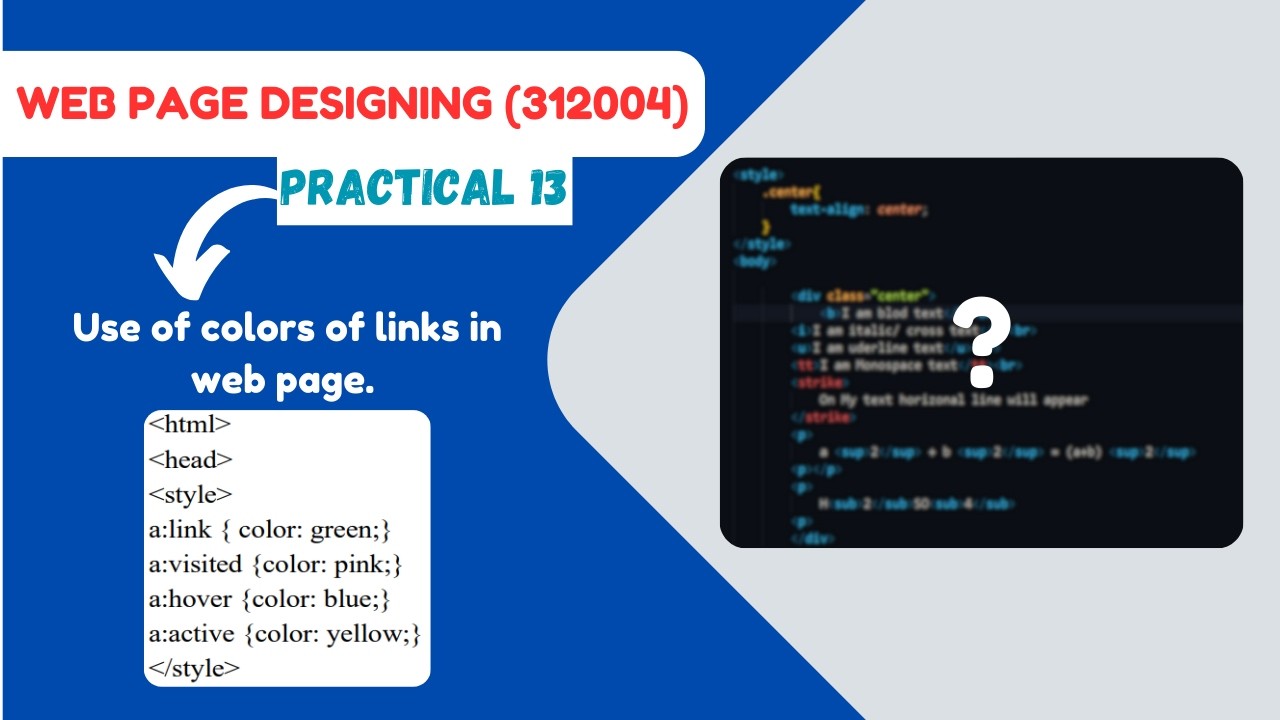 WPD Practical 13 Web Page Designing 312004 with Exercise K Scheme MSBTE