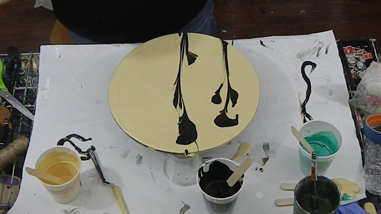 (128) String Pull Technique with Acrylic Pour