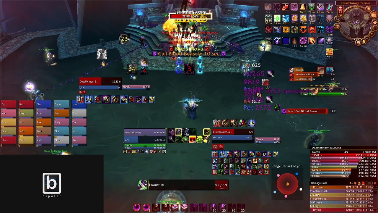 Affliction Warlock vs Heroic Deathbringer Saurfang ICC - 0% Hellscream/Wrynn buff