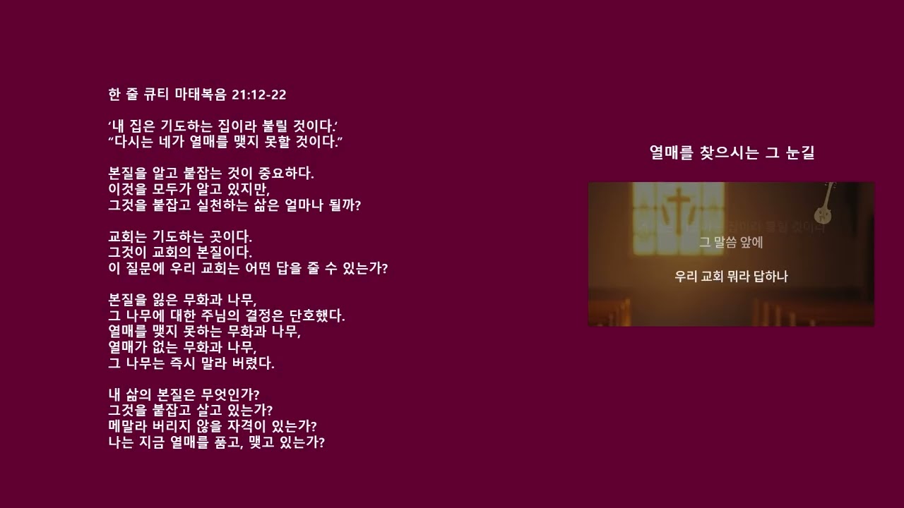 마태복음 16   열매를 찾으시는 그 눈길