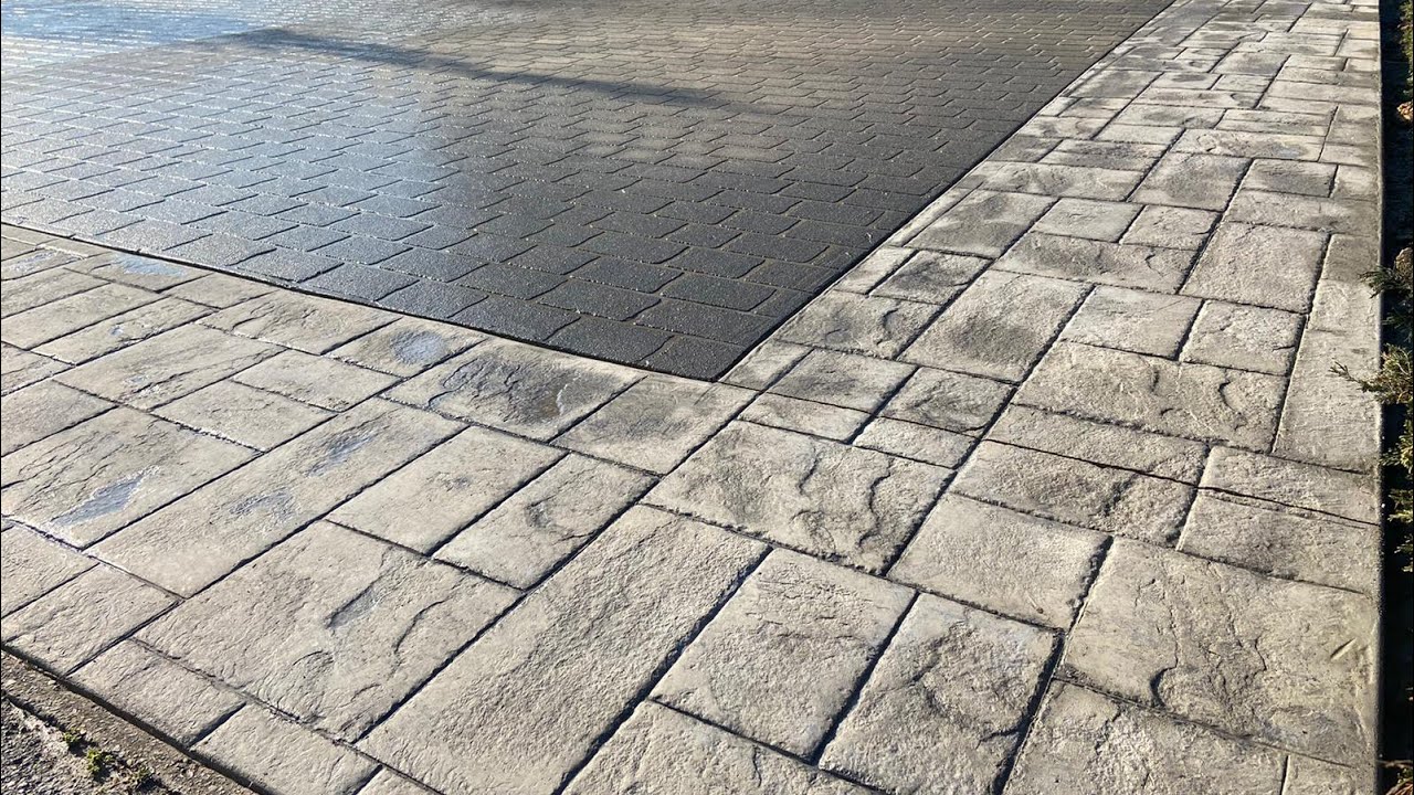 How to create natural stone effect paving using concrete 🤔#decorativeconcrete #howtolayconcrete