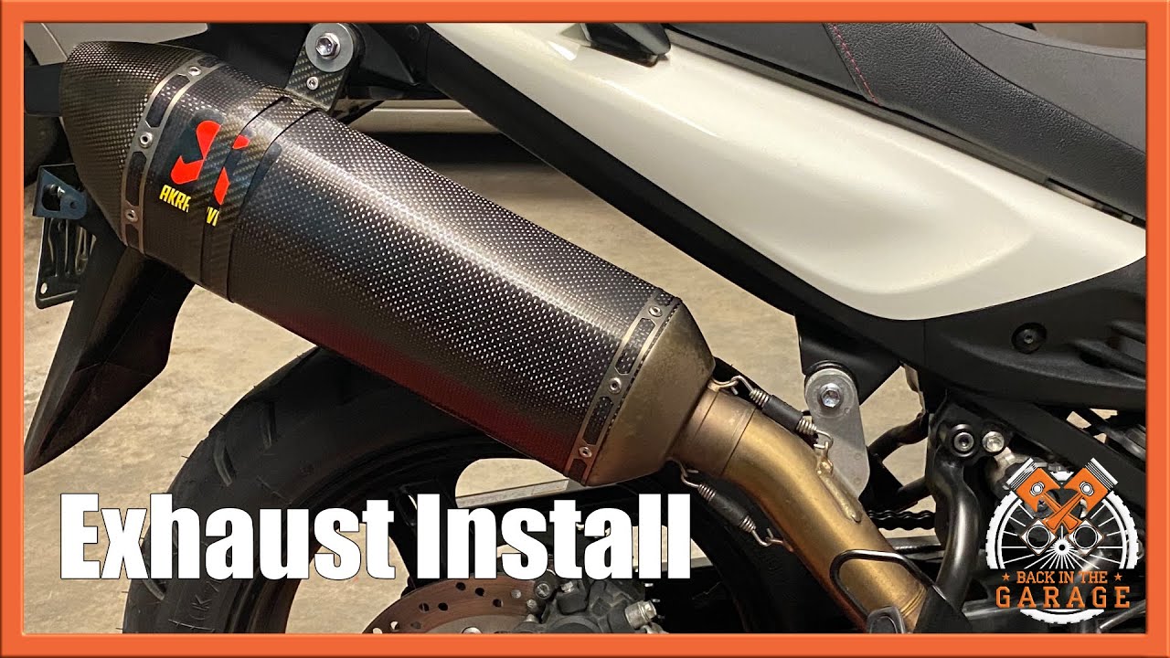 Установка выхлопной системы Akrapovic на Suzuki V-Strom | Назад в гараж