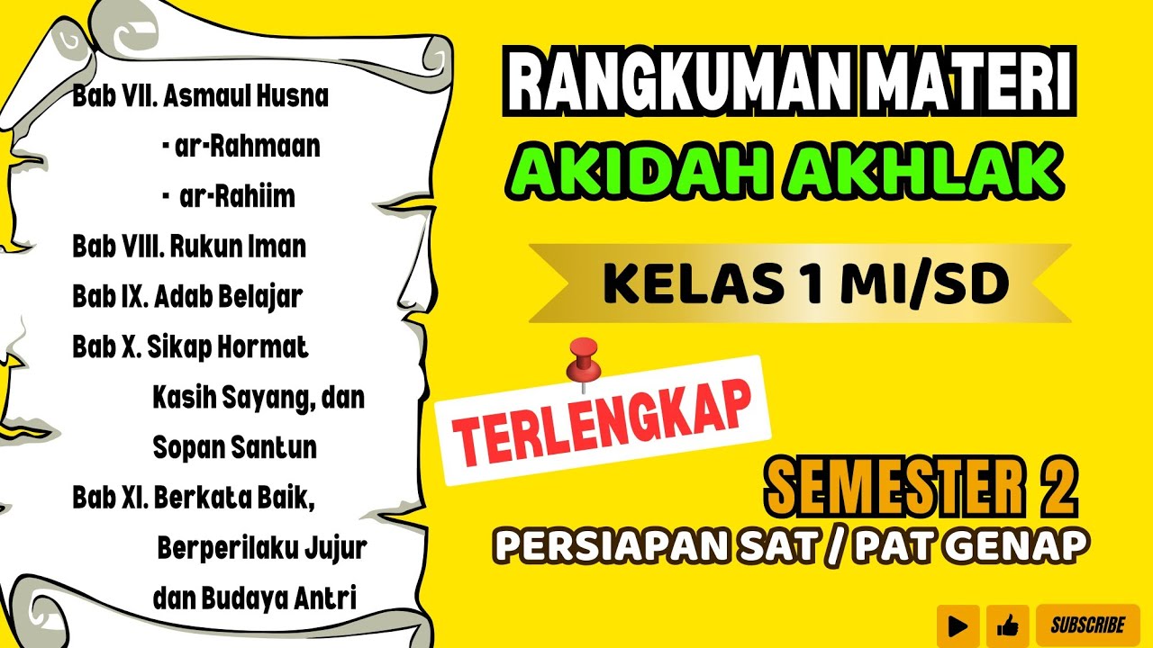RANGKUMAN MATERI AKIDAH AKHLAK KELAS 1 MI SEMESTER 2 || Rangkuman Materi PAT/ SAT GENAP