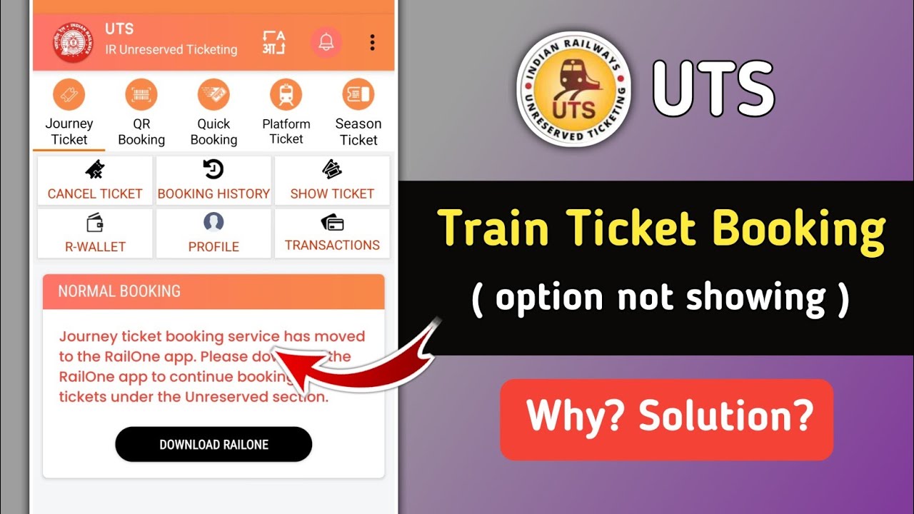 UTS App Ticket Booking Option Not Showing Problem | UTS App Shutdown | UTS App Discontinued