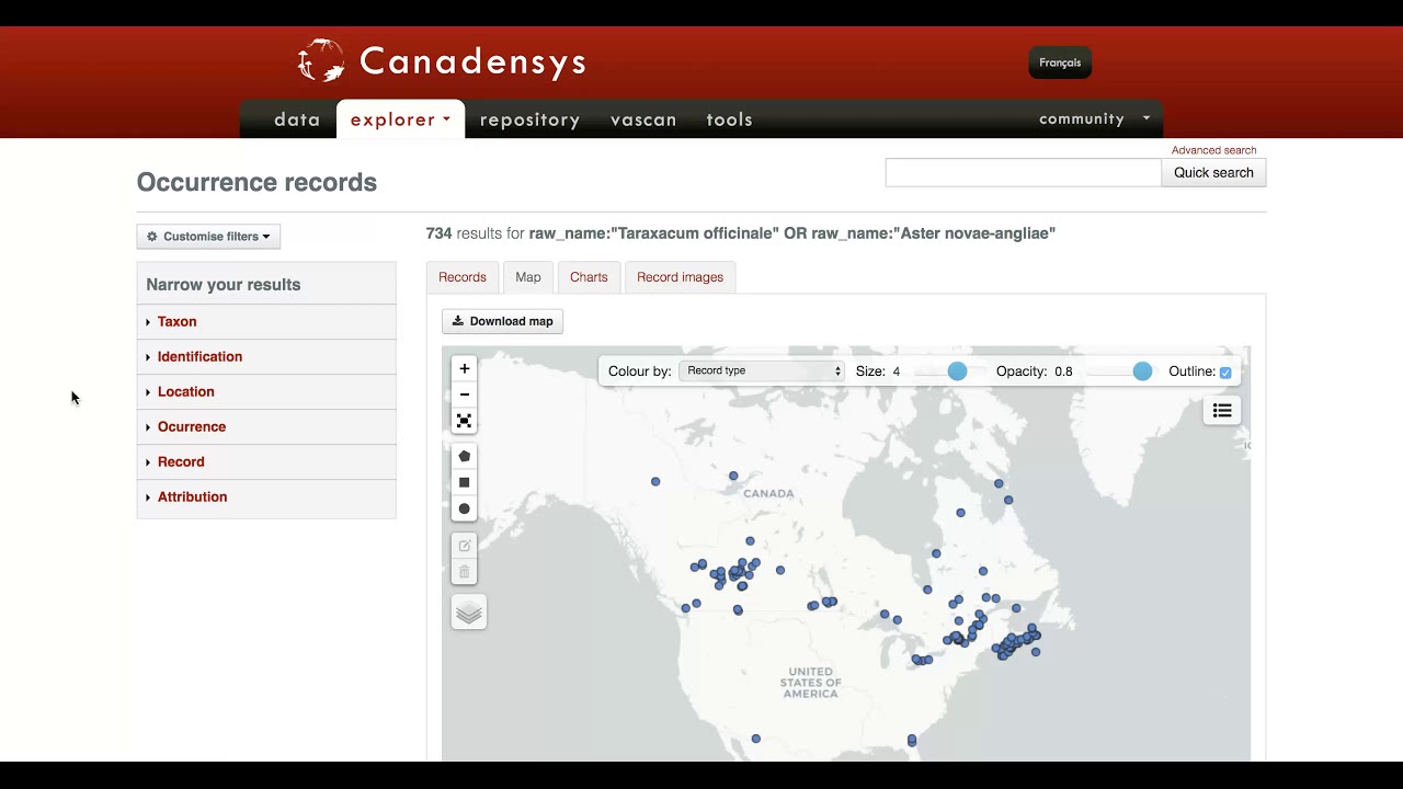 New Canadensys Explorer - Batch Taxon Search