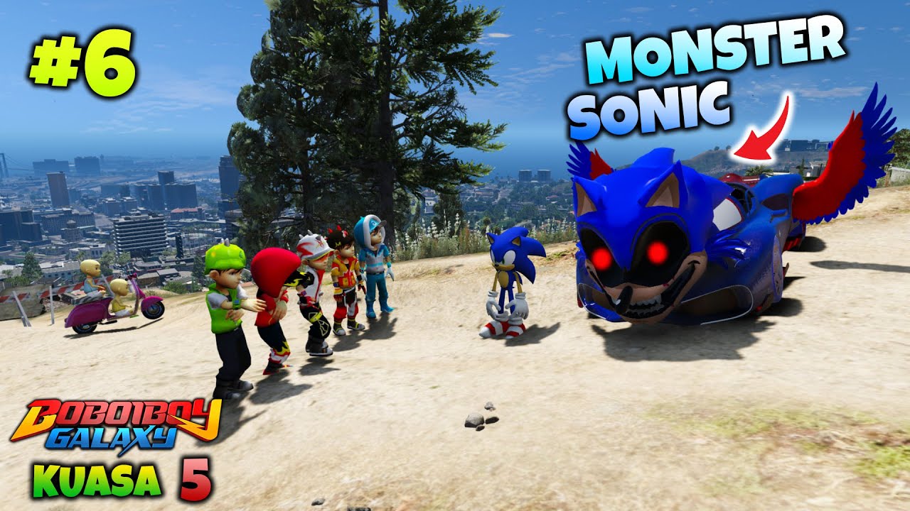 BOBOIBOY SUPRA MENCARI SONIC UNTUK MENGUNGKAP MISTERI MOBIL MONSTER MISTERIUS - GTA 5 MOD