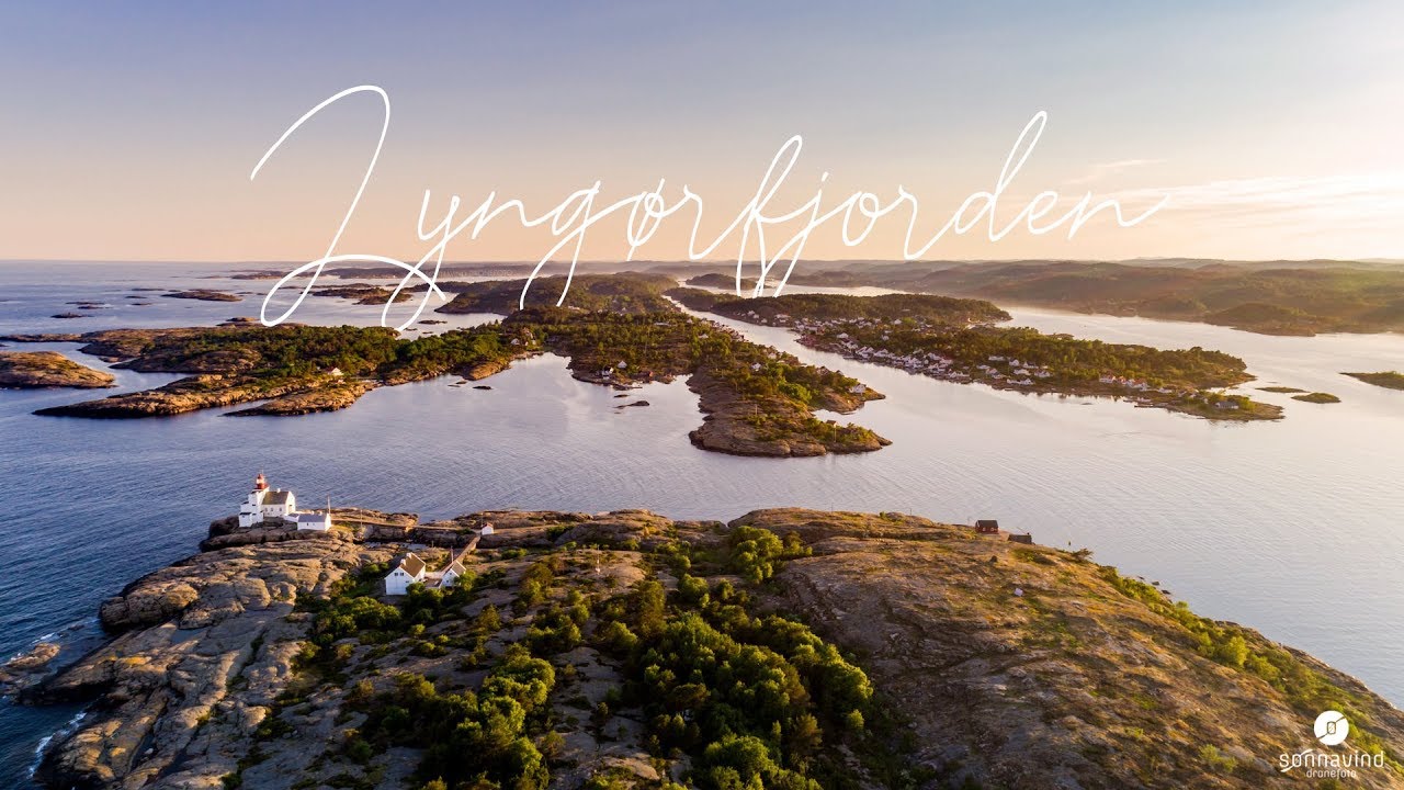 DJI | Lyngørfjorden | Full HD | Phantom 4 Advanced | Solnedgang over øyer og holmer