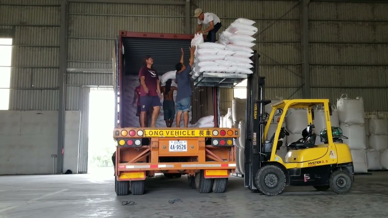 Rice loading to the container truck