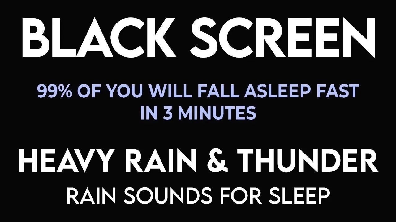 99% of YOU will FALL ASLEEP FAST in 3 MINUTES｜ Heavy Rain and Powerful Thunder｜ BLACK SCREEN