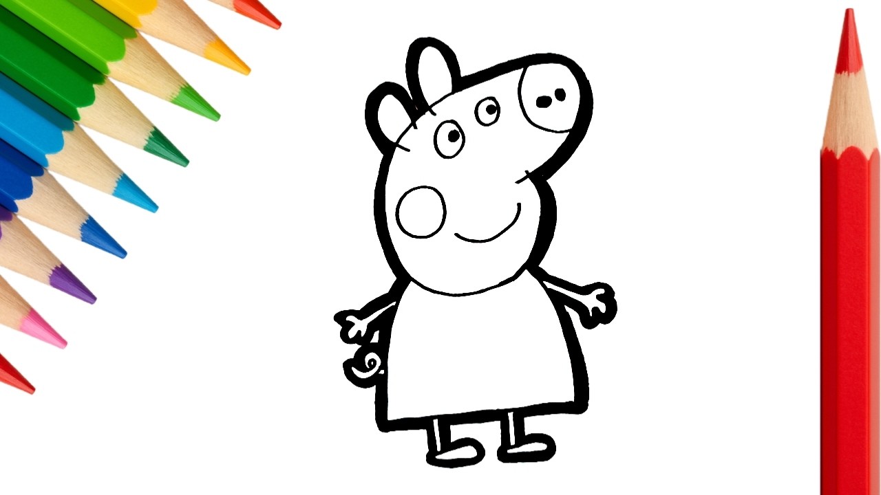 Vẽ Và Tô Màu Peppa Pig Hoạt Hình Siêu Dễ 🐷🖍️ | Kinder Bé Tô Màu