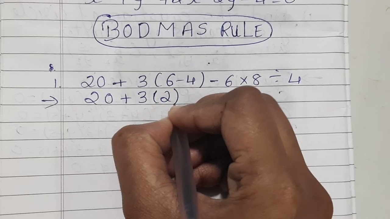 Bodmas rule 20+3(6-4)-6×8-4